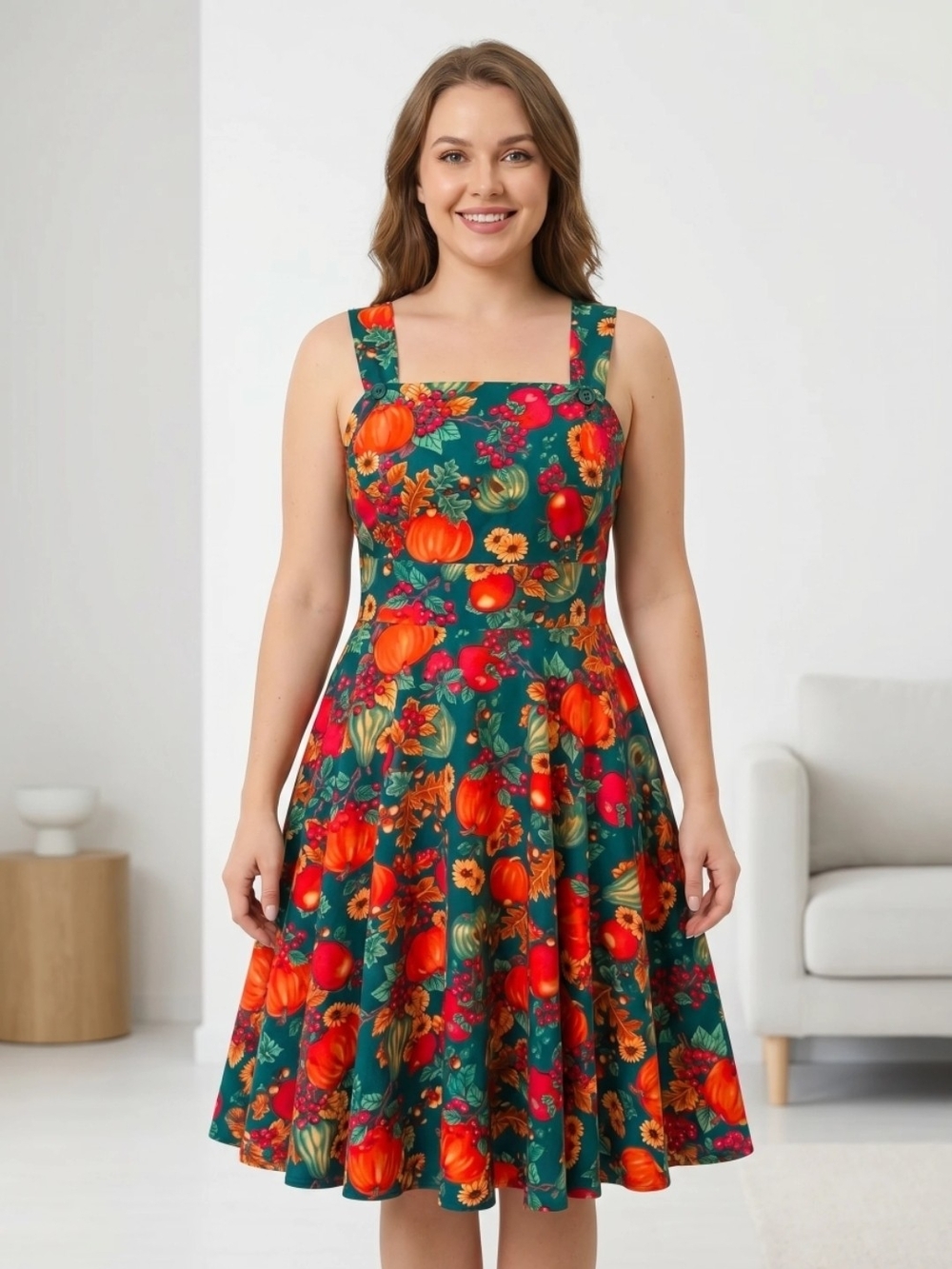 HELL BUNNY VINTAGE PUMPKIN PATCH PINAFORE DRESS SZ 2X 18